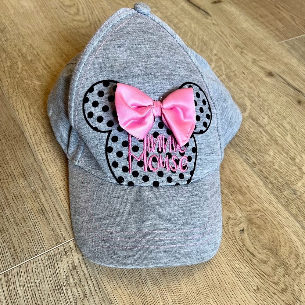 Disney Minnie Mouse Adjustable Girls Baseball Hat Pink/Gray & Bow